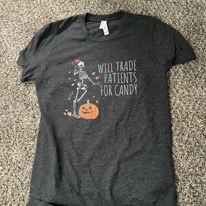 Gray Halloween Graphic T-Shirt